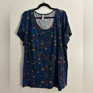 LuLaRoe Navy and Gold Patterned Tunic